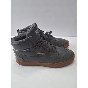 PumaCaven Mid‎ Winter Shoes Mens Sz 11 Gray Brown Faux Fur Sneakers Trainers